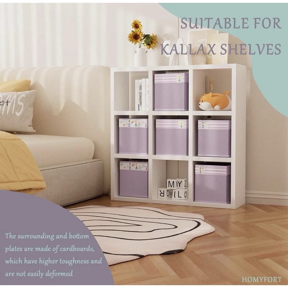 homyfort 11x11 Inch Storage Cube Bins, Fabric Cube Storage Organizer  (Purple